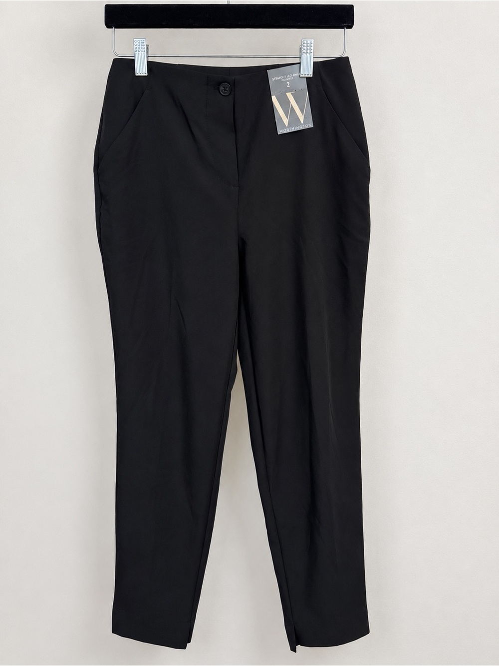 Worthington Black High Rise Straight Leg Pants Size 2 NWT